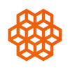 Strak vormgegeven oranje onderzetter van vilt in de vorm van opgestapelde blokjes bij mijnonderzetters.nl webshop