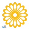 Prachtige en sfeervolle deco bloem onderzetter vilt met een bloem motief in de kleur geel van mijnonderzetters.nl