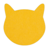 Leuke gele onderzetter van vilt in de vorm van een poes bij mijnonderzetters.nl webshop