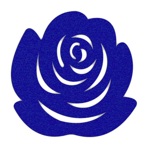 Romantische donkerblauwe vilt onderzetter in de vorm van een roos bij mijnonderzetters.nl webshop