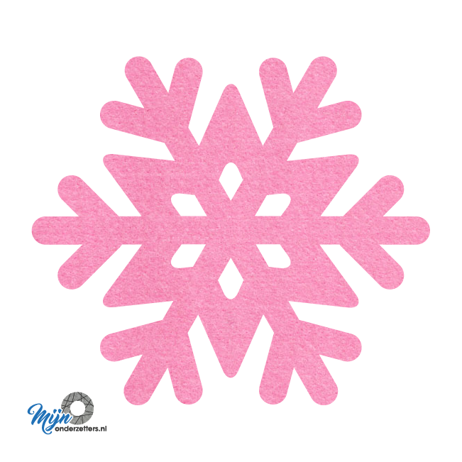 roze vilt onderzetters in de vorm van een sneeuwvlok van mijnonderzetters.nl webshop