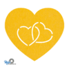 zeer mooie en romantische hart in hart onderzetter vilt in de kleur geel van mijnonderzetters.nl