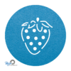 lichtblauwe aardbei onderzetter vilt met een leuke aardbei motief in het midden bij mijnonderzetters.nl webshop