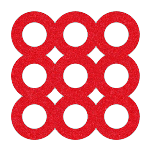 mooie rode ring vilt onderzetter met geschakelde rondjes bij mijnonderzetters.nl webshop