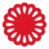 Handige rode onderzetter van vilt in de vorm van een cirkel met opgebouwde druppels bij mijnonderzetters.nl webshop