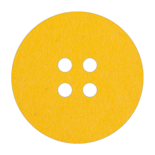 Leuke en modieuze gele pan onderzetter van vilt in de vorm van een knoop bij mijnonderzetters.nl webshop