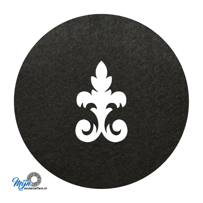 Prachtige en sjieke design D3 ornament onderzetter vilt in de kleur zwart bij mijnonderzetters.nl