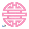Strak vormgegeven roze Asian pan onderzetter vilt met een oosters tintje van mijnonderzetters.nl