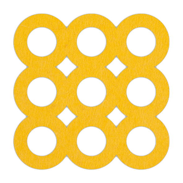 mooie gele ring vilt onderzetter met geschakelde rondjes bij mijnonderzetters.nl webshop