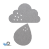 grappige lichtgrijze regen vilt onderzetter bestaande uit een wolk en druppel bij mijnonderzetters.nl webshop
