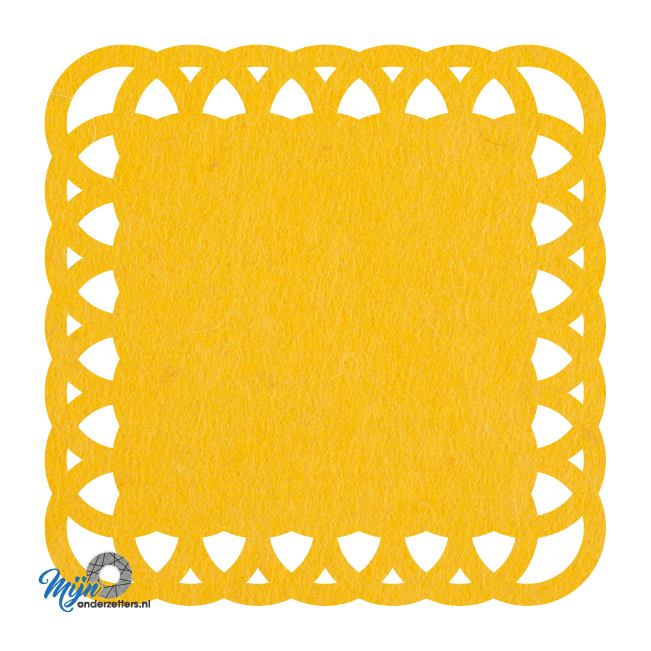 mooie gele ring model onderzetter vilt met rondom geschakelde rondjes bij mijnonderzetters.nl