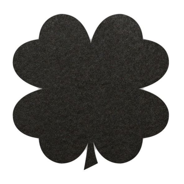 Haal het geluk in huis met deze zwarte onderzetter van vilt in de vorm van een klavertje vier bij mijnonderzetters.nl webshop