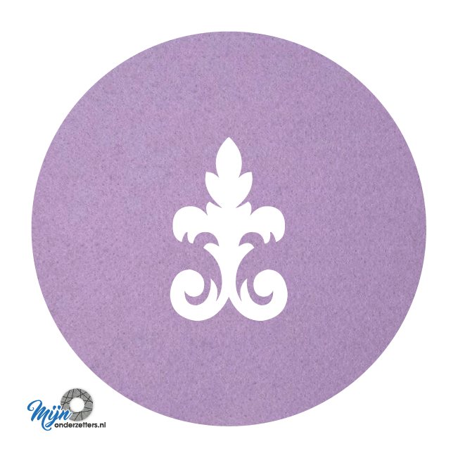 Prachtige en sjieke design D3 ornament onderzetter vilt in de kleur lila bij mijnonderzetters.nl