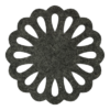 Handige gemeleerd antraciete onderzetter van vilt in de vorm van een cirkel met opgebouwde druppels bij mijnonderzetters.nl webshop