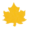 gele herfst onderzetter van vilt in vorm van een esdoornblad bij mijnonderzetters.nl webshop