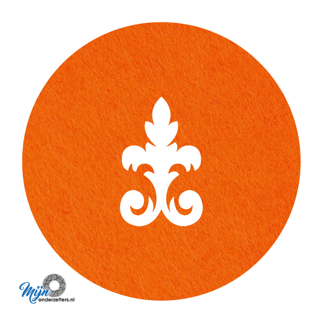 Prachtige en sjieke design D3 ornament onderzetter vilt in de kleur oranje bij mijnonderzetters.nl