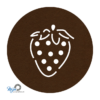 donkerbrune aardbei onderzetter vilt met een leuke aardbei motief in het midden bij mijnonderzetters.nl webshop
