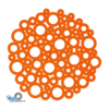 Oranje pan onderzetters van vilt opgebouwd uit kleine en grote rondjes ter bescherming van uw tafel of vensterbank