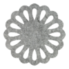 Handige gemeleerd grijze onderzetter van vilt in de vorm van een cirkel met opgebouwde druppels bij mijnonderzetters.nl webshop