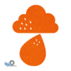 grappige oranje regen vilt onderzetter bestaande uit een wolk en druppel bij mijnonderzetters.nl webshop