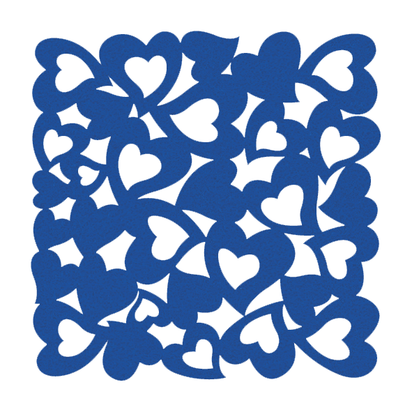 donkerblauwe vierkant uit hartjes onderzetter vilt bij mijnonderzetters.nl webshop