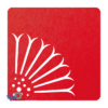Vierkante vilt onderzetters in de kleur rood met een zonnebloem motief bij mijnonderzetters.nl webshop