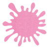 Speels vormgegeven roze splash vilt onderzetter in de vorm van een vlek bij mijnonderzetters.nl webshop