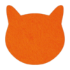 Leuke oranje onderzetter van vilt in de vorm van een poes bij mijnonderzetters.nl webshop