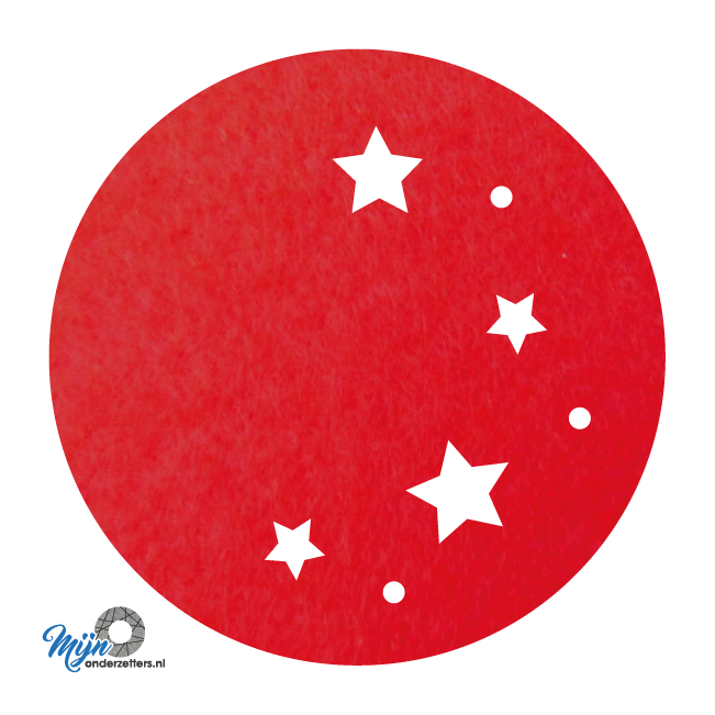 rode vilt onderzetters met uitgesneden sterrenhemel als vorm van mijnonderzetters.nl webshop
