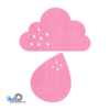 grappige roze regen vilt onderzetter bestaande uit een wolk en druppel bij mijnonderzetters.nl webshop
