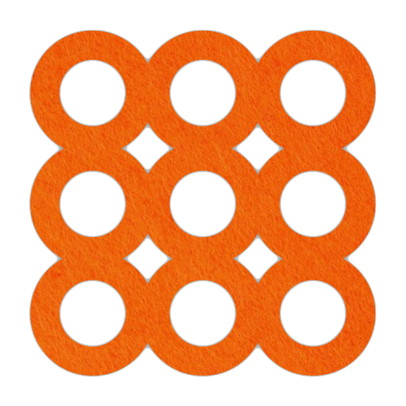mooie oranje ring vilt onderzetter met geschakelde rondjes bij mijnonderzetters.nl webshop