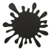 Speels vormgegeven zwarte splash vilt onderzetter in de vorm van een vlek bij mijnonderzetters.nl webshop