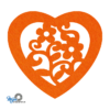 oranje Sfeervolle en romantische deco hart onderzetter vilt alleen bij mijnonderzetters.nl