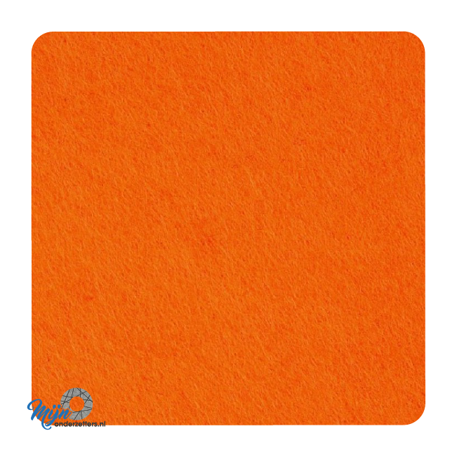 Handige standaard vierkante onderzetter van vilt in de kleur oranje bij mijnonderzetters.nl webshop