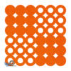 mooie en speelse oranje open gesloten onderzetter vilt opgebouwd uit rondjes bij mijnonderzetters.nl