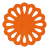 Handige oranje onderzetter van vilt in de vorm van een cirkel met opgebouwde druppels bij mijnonderzetters.nl webshop