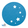 lichtblauwe vilt onderzetters met uitgesneden sterrenhemel als vorm van mijnonderzetters.nl webshop