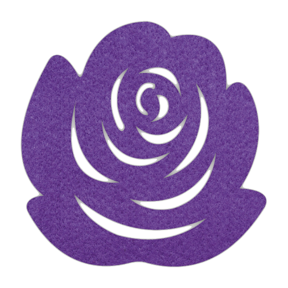 Romantische paarse vilt onderzetter in de vorm van een roos bij mijnonderzetters.nl webshop