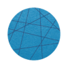 Strak vormgegeven ronde vilt onderzetter met lijnen als motief in de kleur lichtblauw bij mijnonderzetters.nl webshop