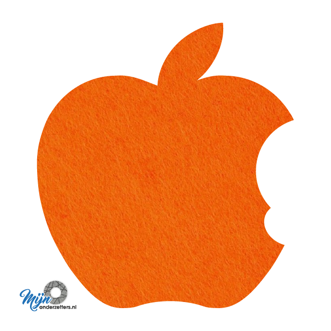 Unieke en super leuke Appel onderzetter vilt in de kleur oranje bij mijnonderzetters.nl