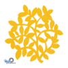 gele pan onderzetter van vilt in de vorm van takjes en bladeren bij mijnonderzetters.nl webshop