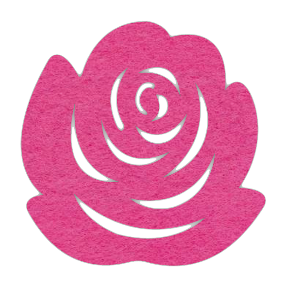 Romantische fuchsia vilt onderzetter in de vorm van een roos bij mijnonderzetters.nl webshop