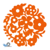 oranje sfeervolle bloemenkrans onderzetter vilt in vorm van een bloemenkrans bij mijnonderzetters.nl webshop