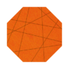 Strak vormgegeven oranje 8-hoek pan onderzetter van vilt met lijnen als motief bij mijnonderzetters.nl webshop