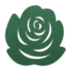 Romantische donkergroene vilt onderzetter in de vorm van een roos bij mijnonderzetters.nl webshop