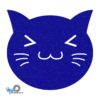 super schattige S3 cats onderzetter vilt uit onze dieren reeks van mijnonderetters.nl in de kleur donkerblauw