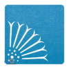 Vierkante vilt onderzetters in de kleur lichtblauw met een zonnebloem motief bij mijnonderzetters.nl webshop