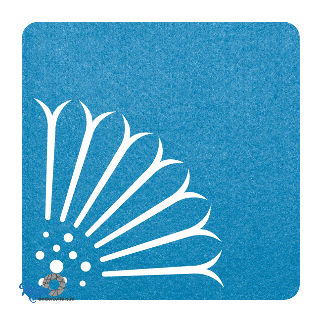 Vierkante vilt onderzetters in de kleur lichtblauw met een zonnebloem motief bij mijnonderzetters.nl webshop