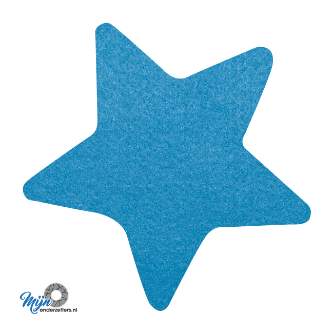 Leuke lichtblauwe kerstster onderzetter vilt is met zijn unieke vorm de perfecte bescherming voor uw tafel en alleen verkrijgbaar bij mijnonderzetters.nl webshop