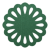 Handige donkergroene onderzetter van vilt in de vorm van een cirkel met opgebouwde druppels bij mijnonderzetters.nl webshop